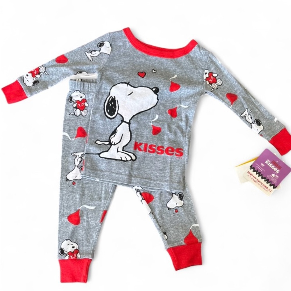 Gray and Red Snoopy Pajama Set for Valentine’s Day